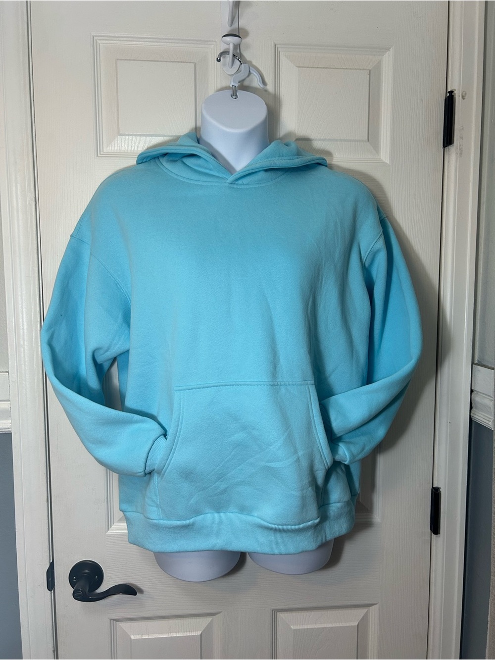 Trendy Queen Light Blue Oversized Fleece Hoodie Size M